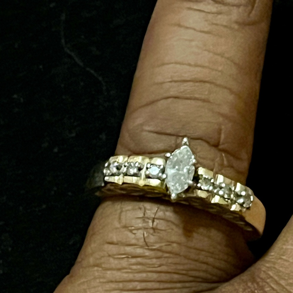 14K Yellow Gold Marquise Cut Natural Diamond Ring – 3.77g Size 7 - Picture 15 of 17
